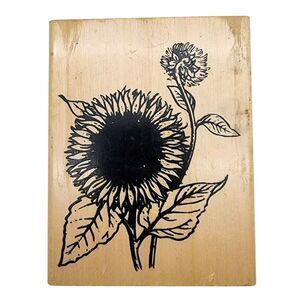 Anita's Sunflower Garden Rubber Stamp Wood Mounted Size J Botanical Flower 4.5x3